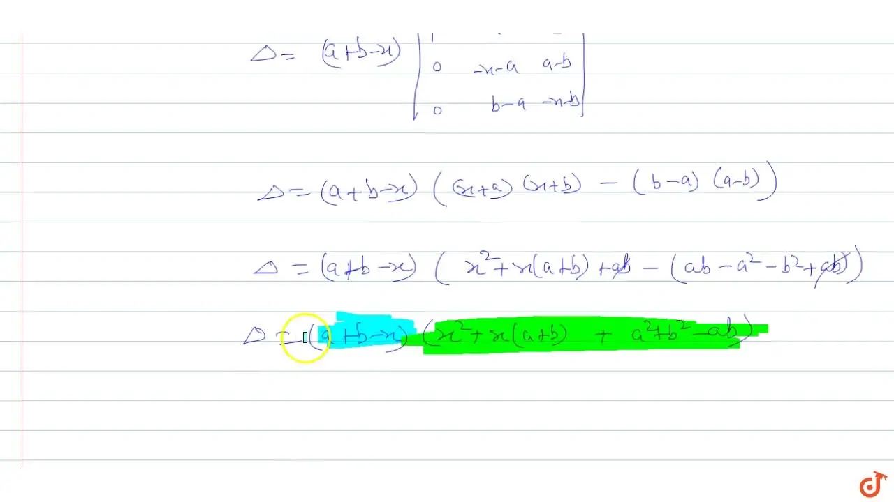 If =|-x A Bb-x A A B-x| , Then A Factor Is A+b+x X^2-(a-b)+x+a^2+b