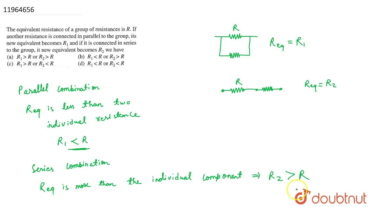 The equivalent resistance of a group of resistance is R. If another re