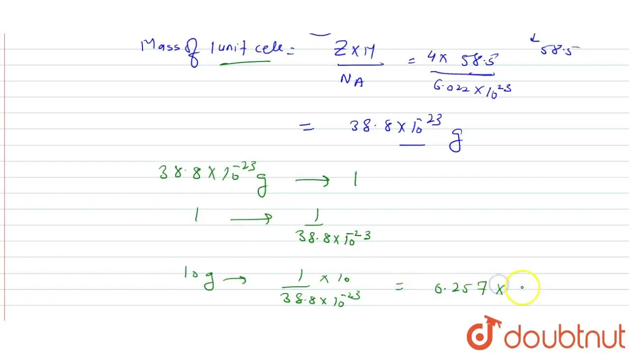 Number Of Unit Cells In 10 G NaCl