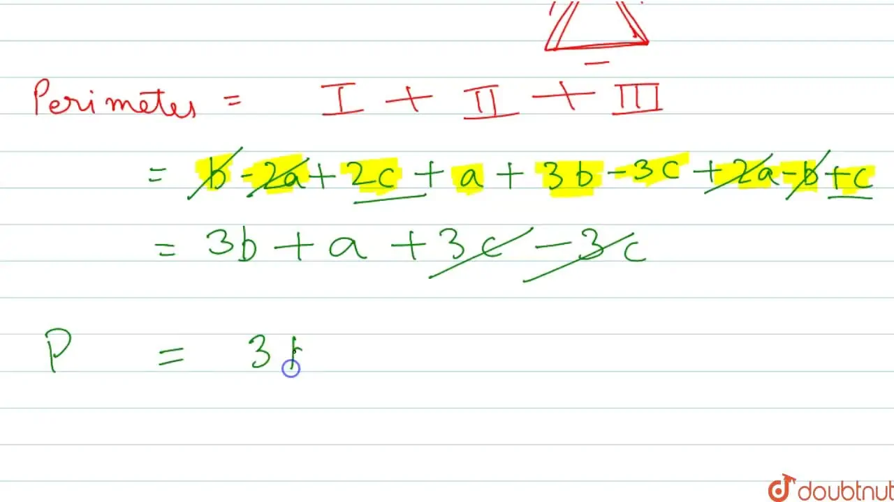 If side of triangles are b-2a+2c , a+3b-3c and 2a-b+c , then find the