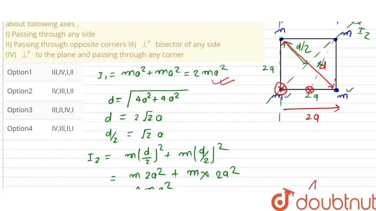 Four point size dense bodies of same mass are attached at four