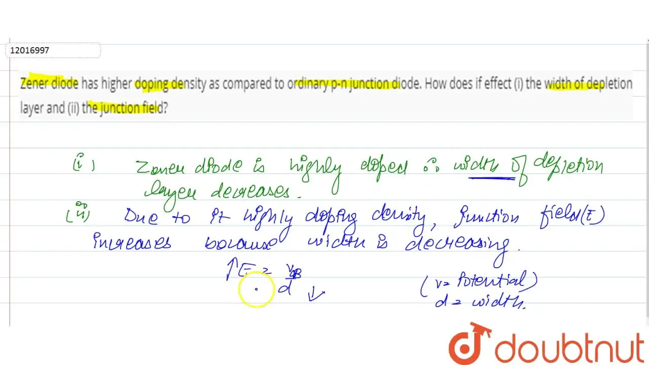 Zener diode has higher dopant density as compared to ordinary pn junc