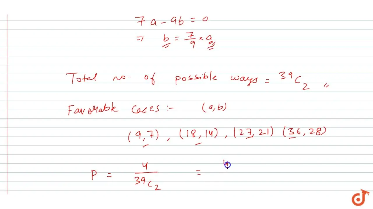 Two Numbers A ,b Are Chosen From The Set Of Integers 1, ,2 3, ..., 39.