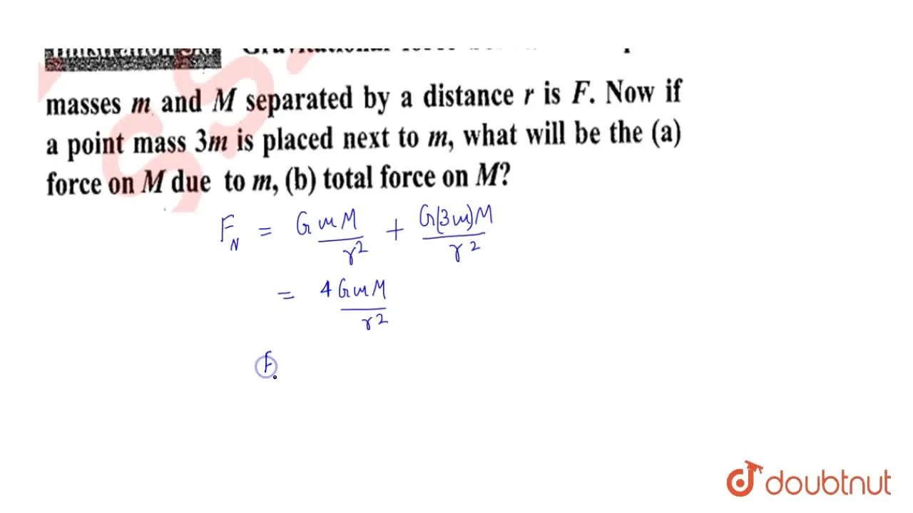 Gravitational Force Between Two Point Masses M And M Separated By A Di 5358