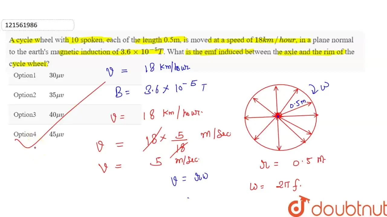 A cycle wheel with 10 spoken, each of the length 0.5m, is moved at a