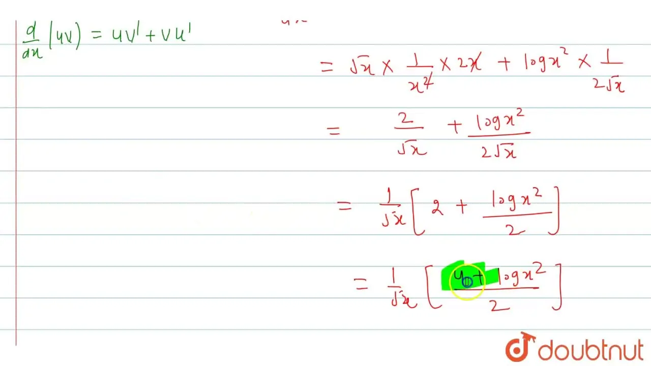 Differentiate the following w.r.t. x : sqrtxlogx^(2)