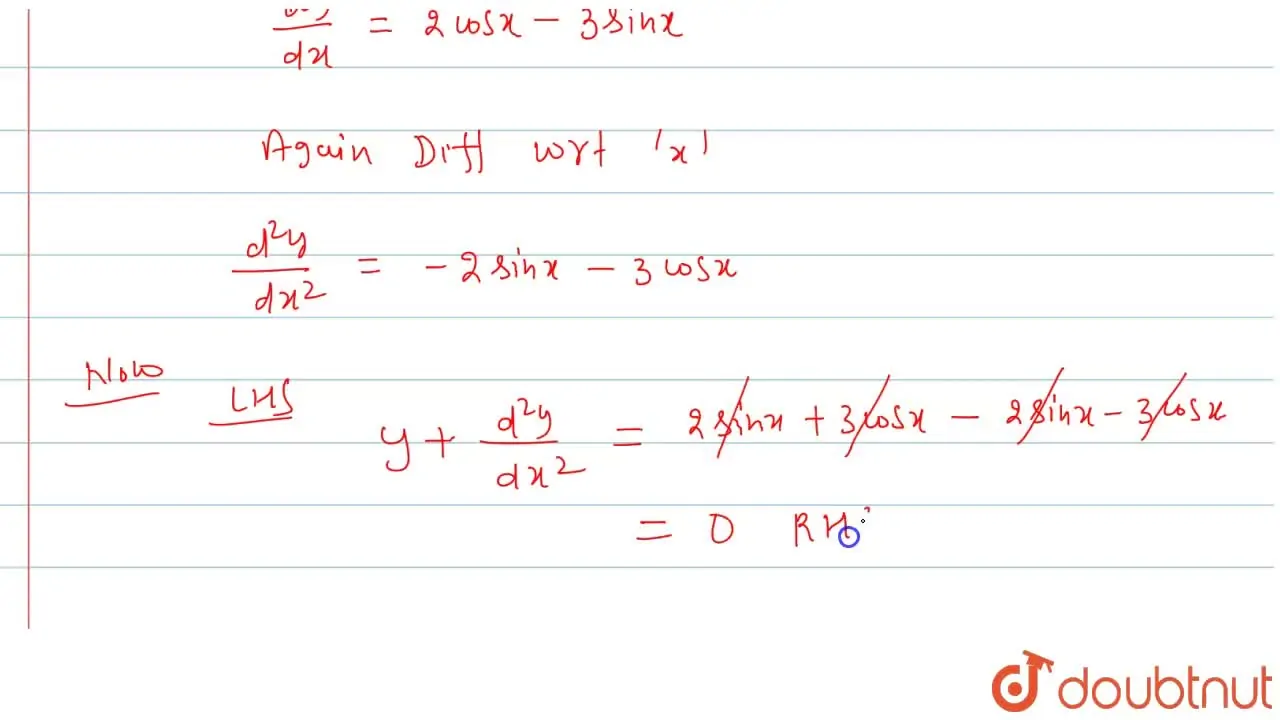 if-y-2sinx-3cosx-prove-that-y-d-2-y-dx-2-0
