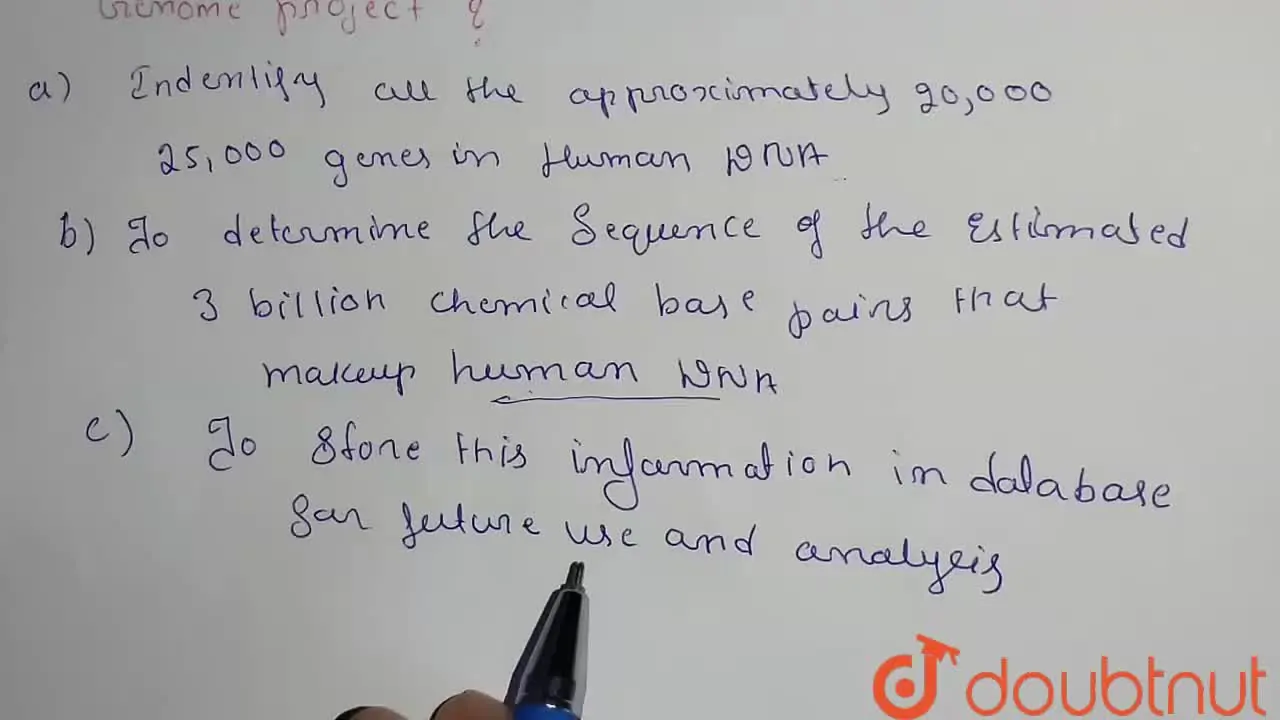 [Kannada Solution] List out any three important goals of Human Genome