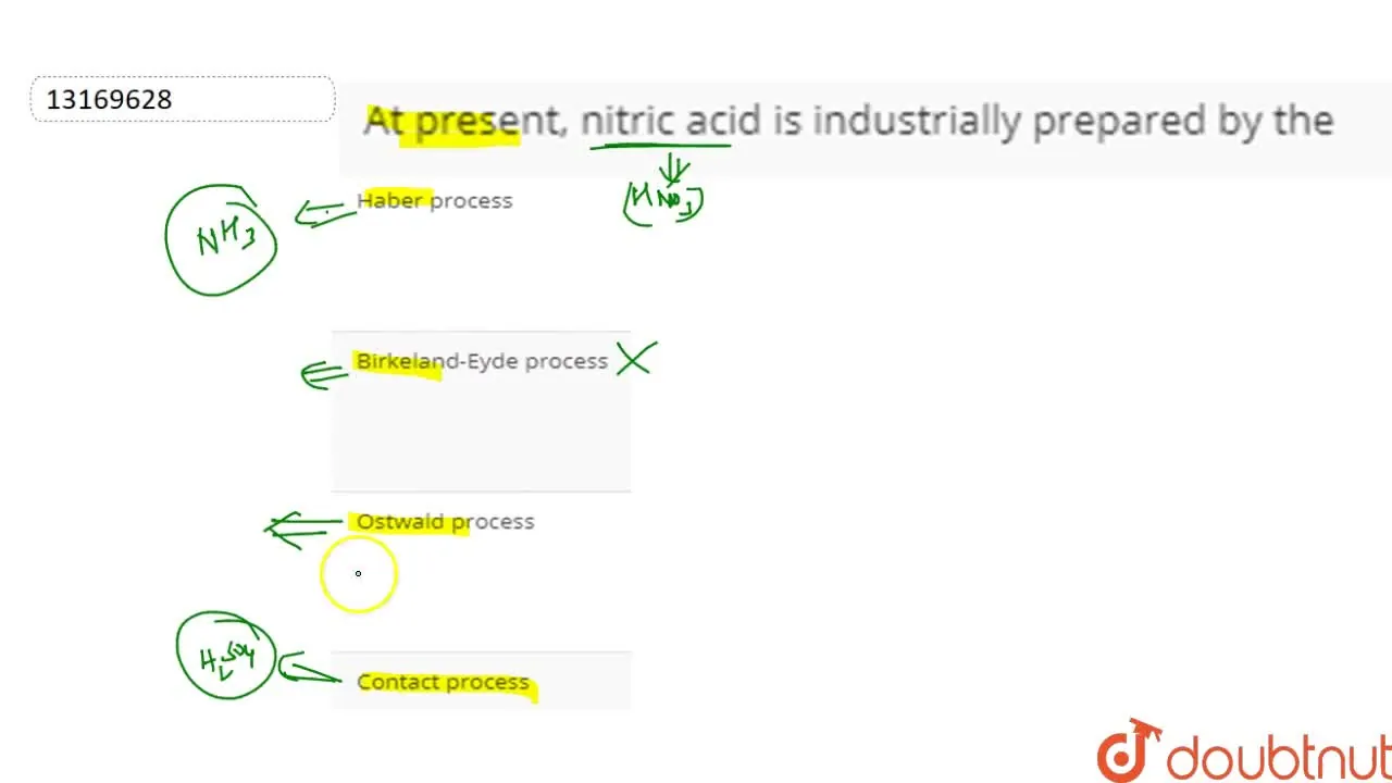 At present, nitric acid is industrially prepared by the