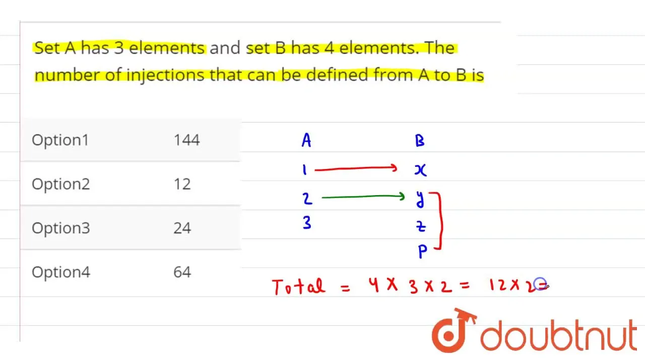 Set A Has 3 Elements And Set B Has 4 Elements. The Number Of Injection