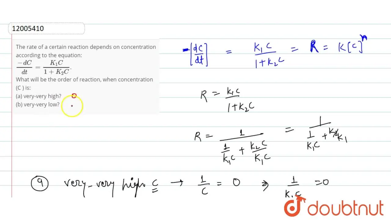 The rate of a certain reaction depends on concentration according to t