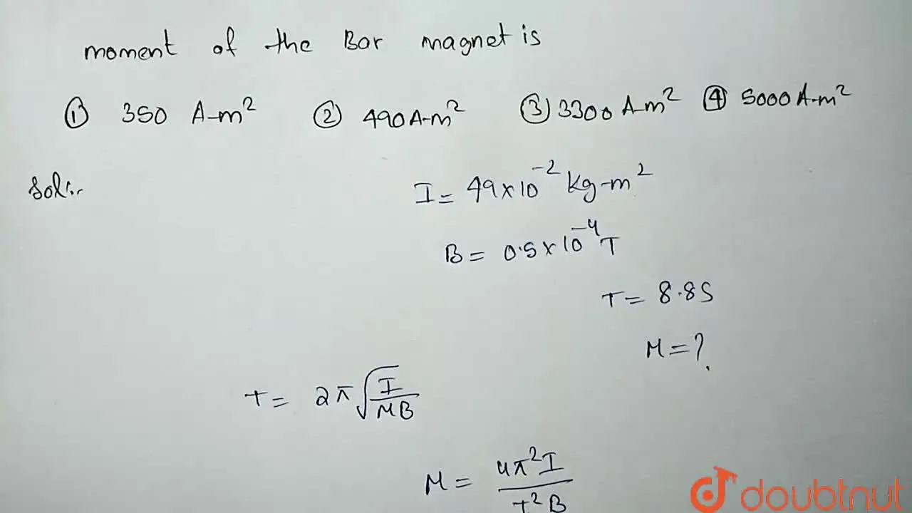 [Telugu] A bar of moment of inertia 49xx10^(2)kgm^(2) vibrate