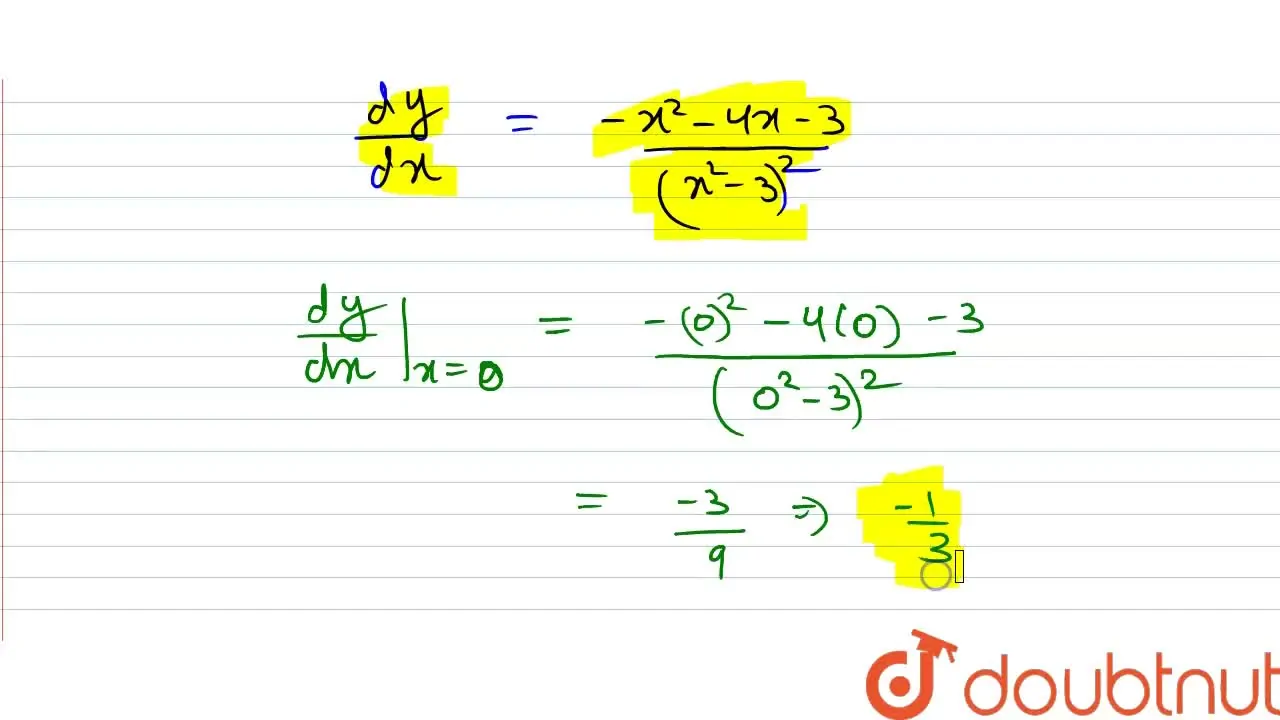 Differentiate (x+2)/(x^(2)3) and find the value of the derivative at