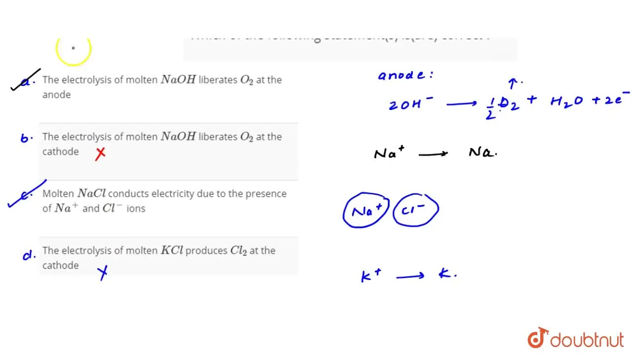 Molten Nacl Conducts Electricity Due To The Presence Of Na And Cl