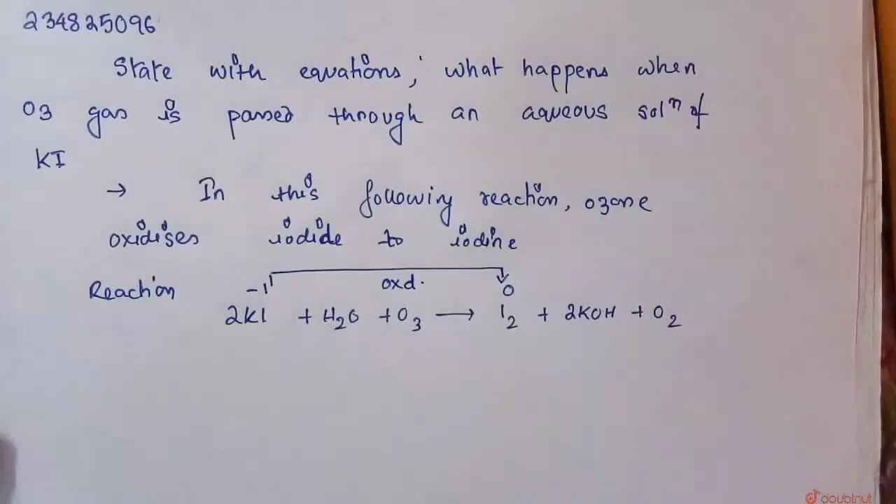 [Bengali] State, with equations, what happens when O(3) gas is passed