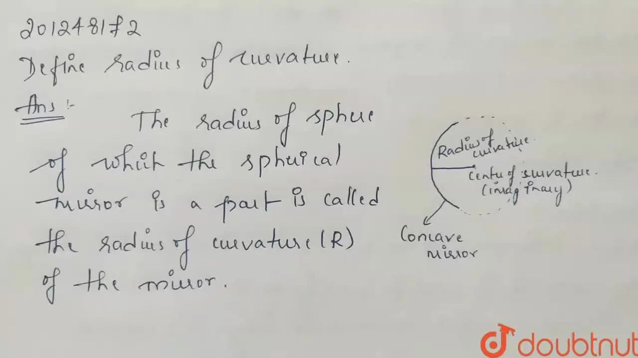 [Tamil] Define radius of curvature.