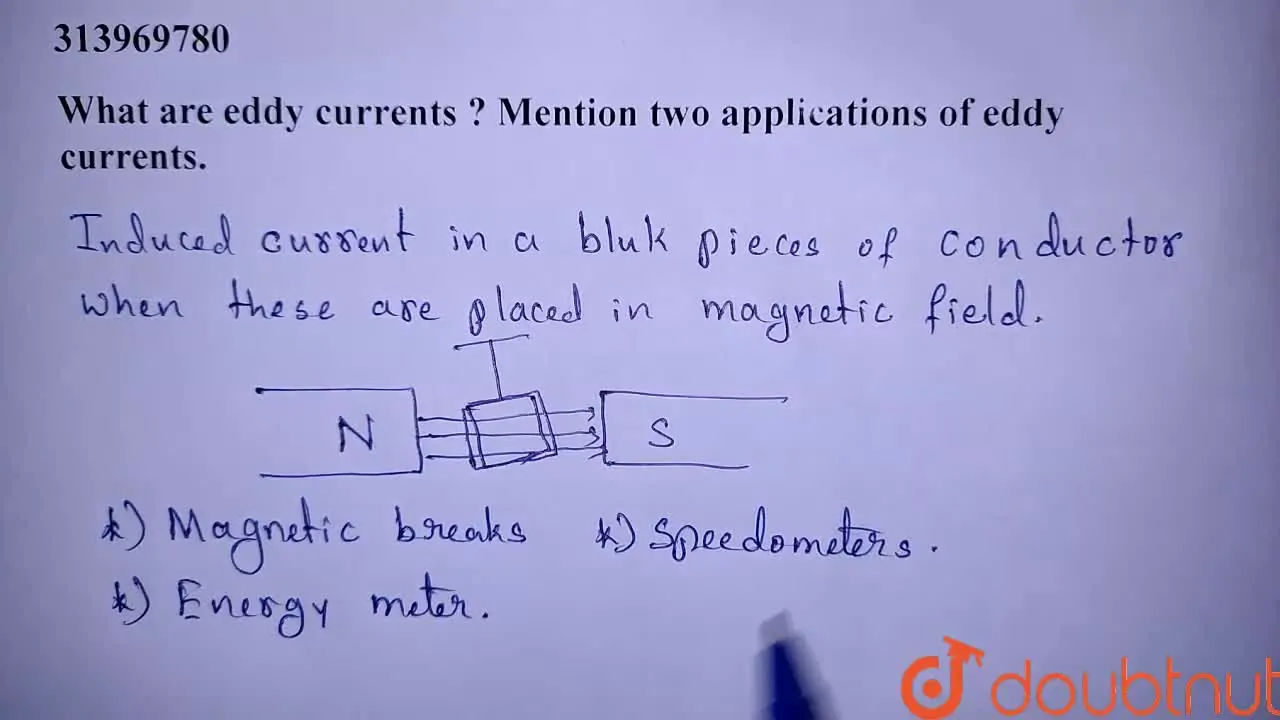 What are eddy currents ? Mention two applications of eddy currents.