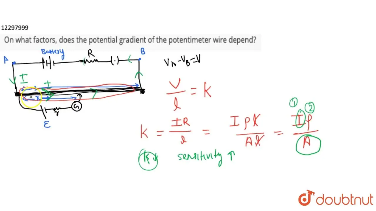 On what factors, does the potential gradient of the potentimeter wire