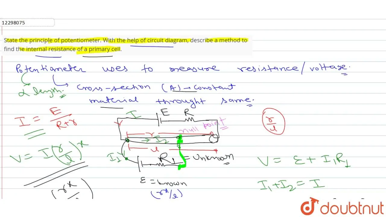 State the principle of potentiometer. With the help of circuit diagram