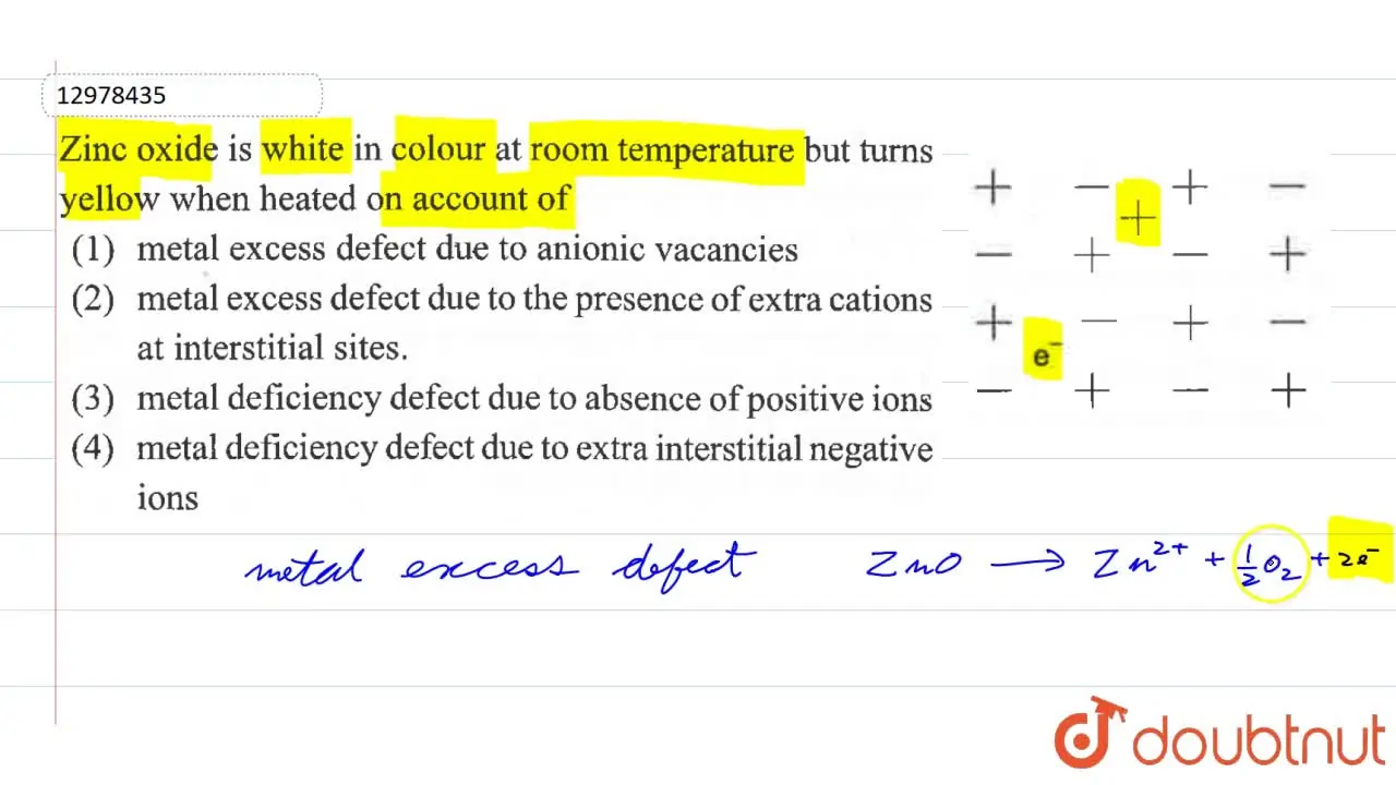 metal deficiency defect due to absence of positive ions