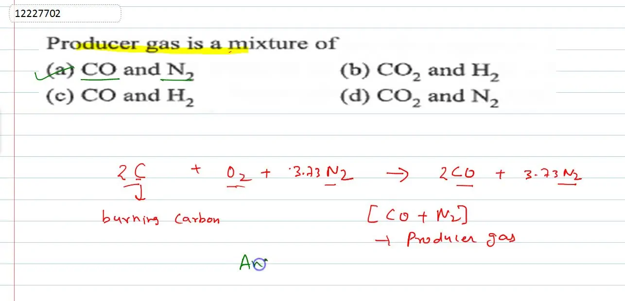 Producer gas is a mixture of