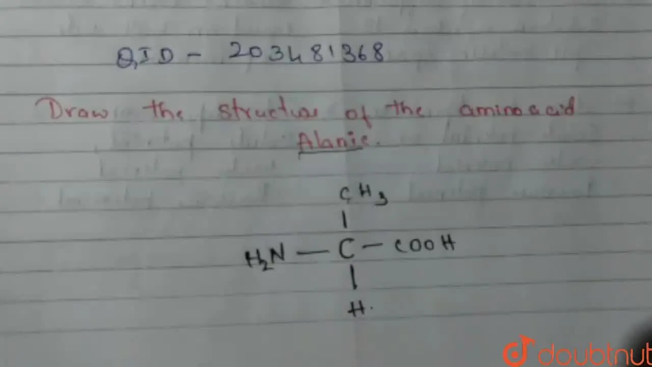[Kannada Solution] Draw the structure of the amino acid. Alanie.