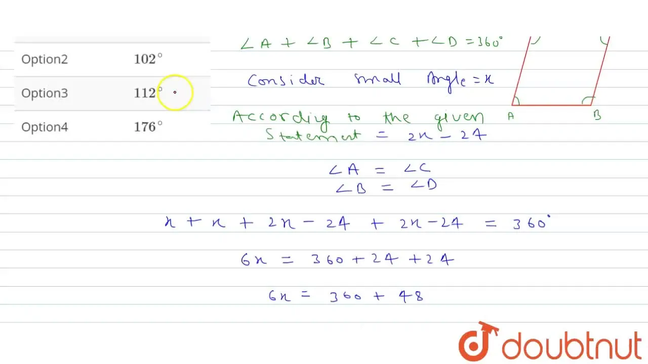 If One Angle Of A Parallelogram Is 24 Less Than Twice The Smallest if-one-angle-of-a-parallelogram-is-24-less-than-twice-the-smallest