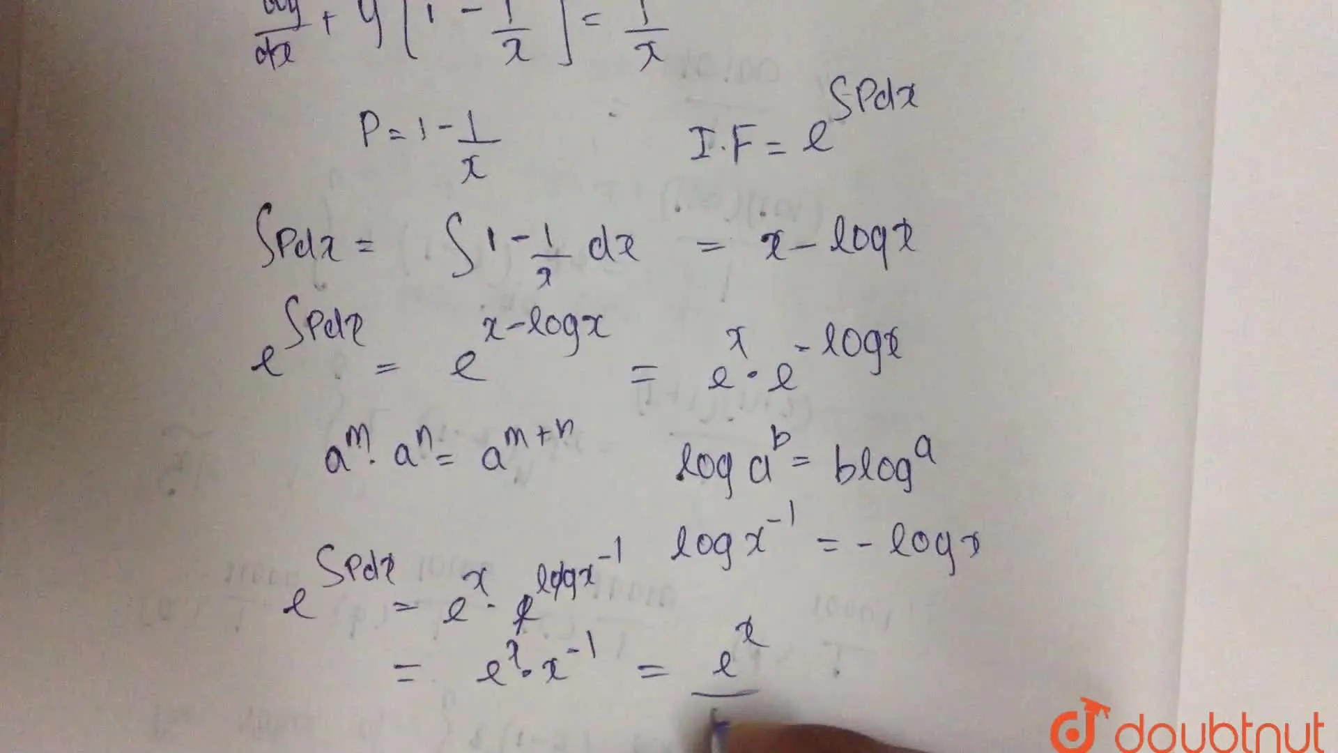 [Tamil] The integrating factor of the differential equation (dy)/(dx)+