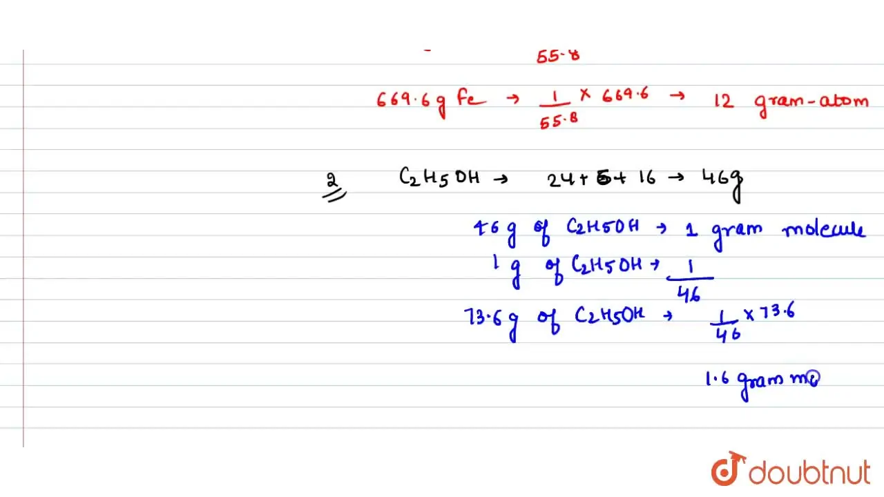 Calculate the number of (i) gram atoms in 669.6 g of iron (at. mass