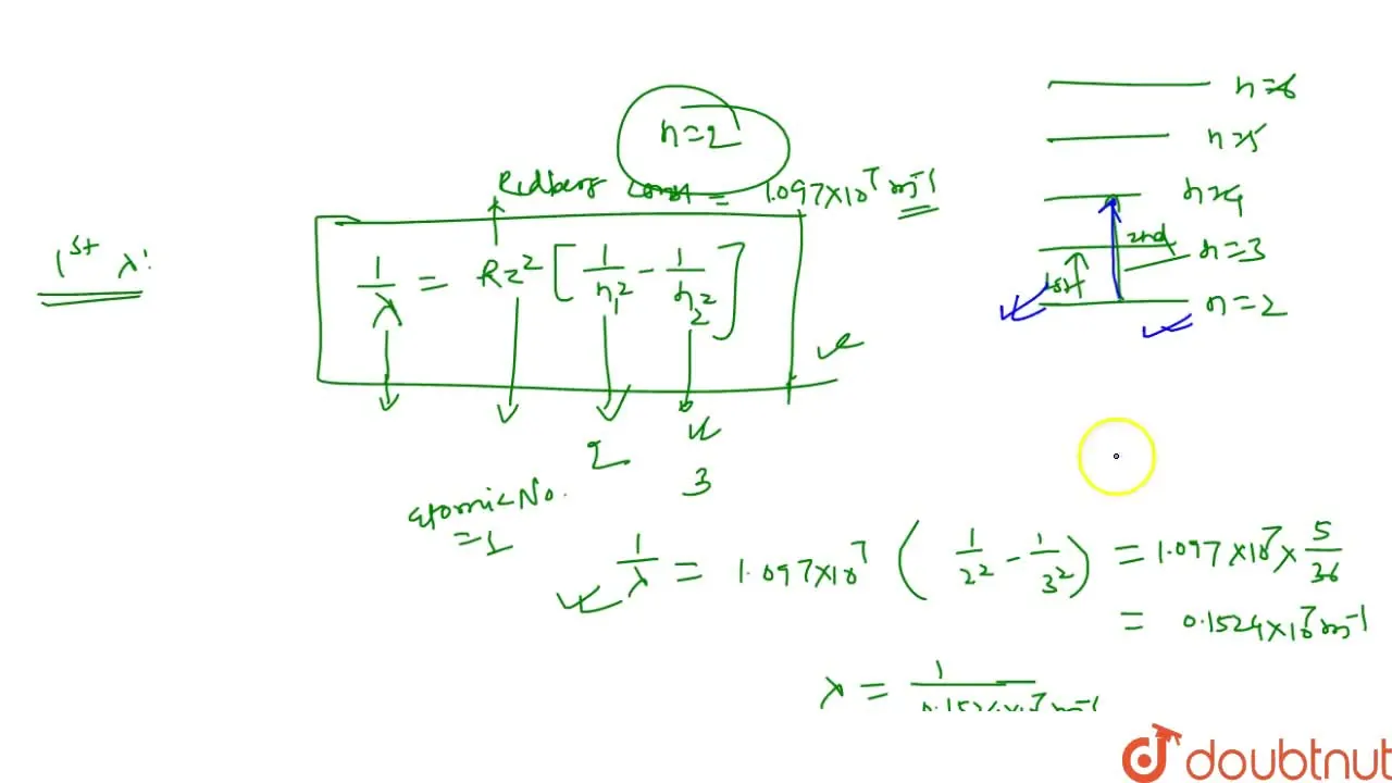 Calculate the wavelength of the two spectral lines with the longest wa