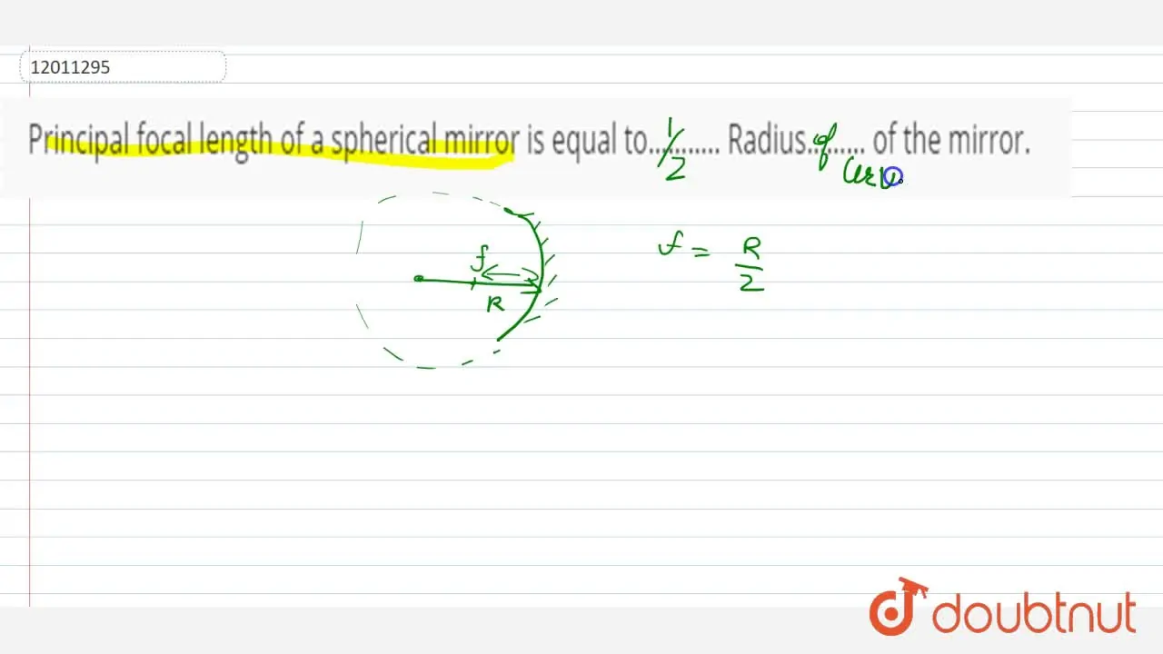 Principal focal length of a spherical mirror is equal to……….. Radius……