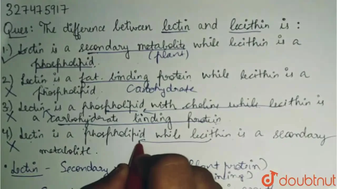 Lectin is a phospholipid with choline while lecithin is a carbohydrate