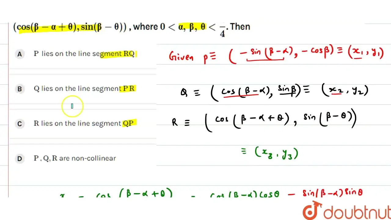 Consider Three Points P Sin Beta Alpha Cos Beta Q Cos Bet