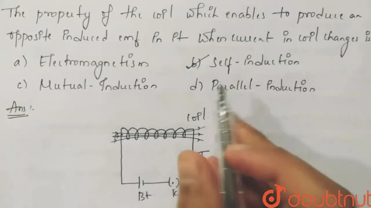 [Tamil] The property of a coil which enables to produce an opposite in