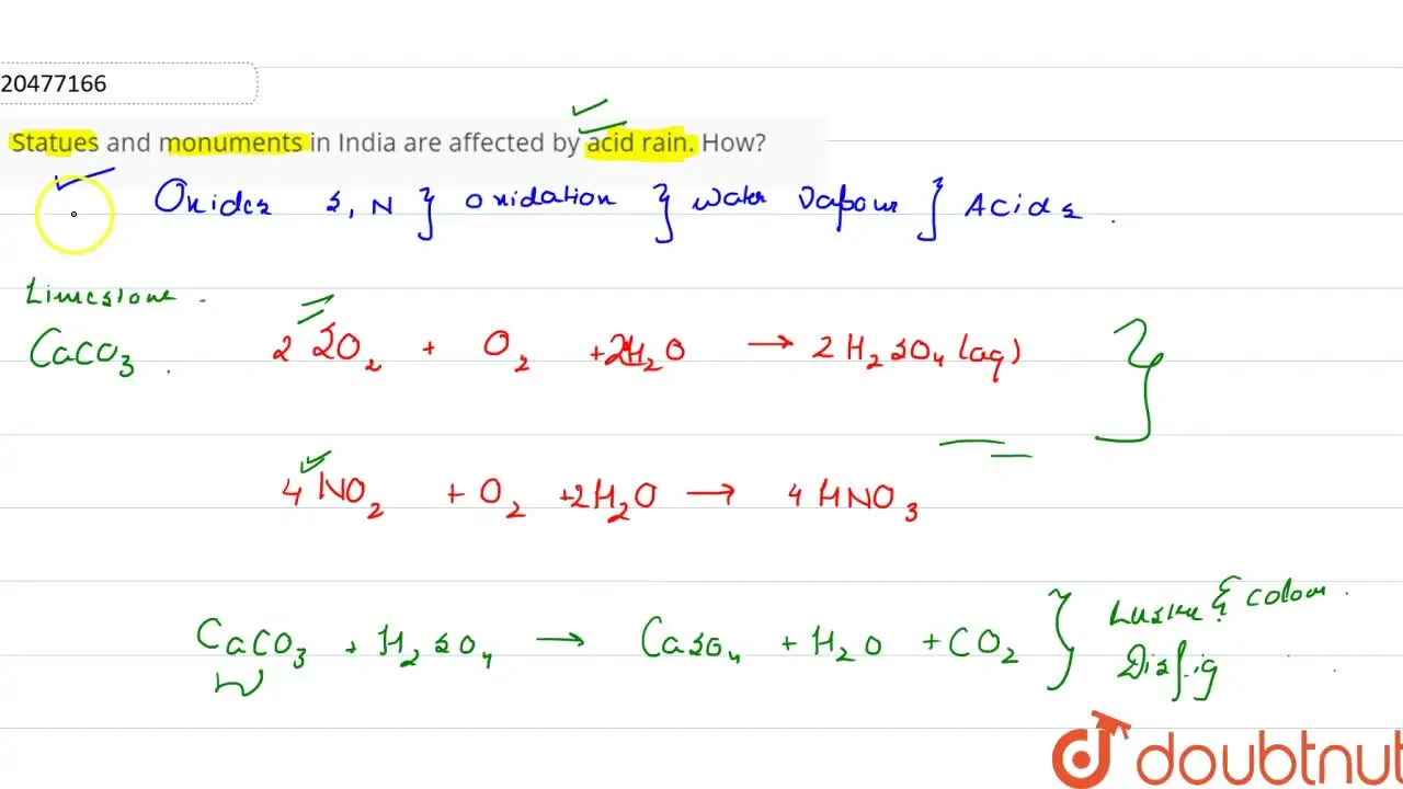 Statues and monuments in India are affected by acid rain. How?