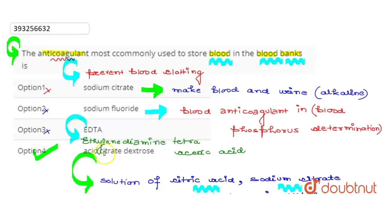 The anticoagulant most used to store blood in the blood bank