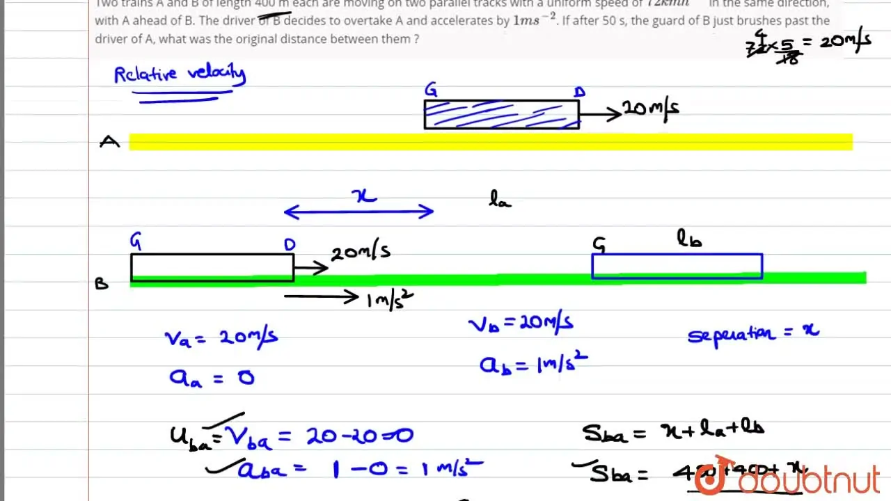 [Telugu] Two Trains A And B Of Length 400 M Each Are Moving On Two Par