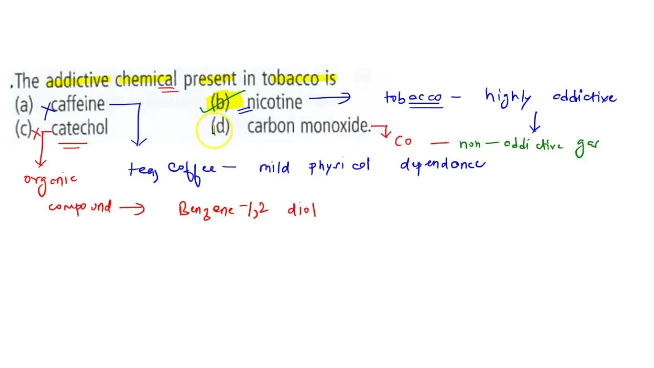 The addictive chemical present in tobacco is