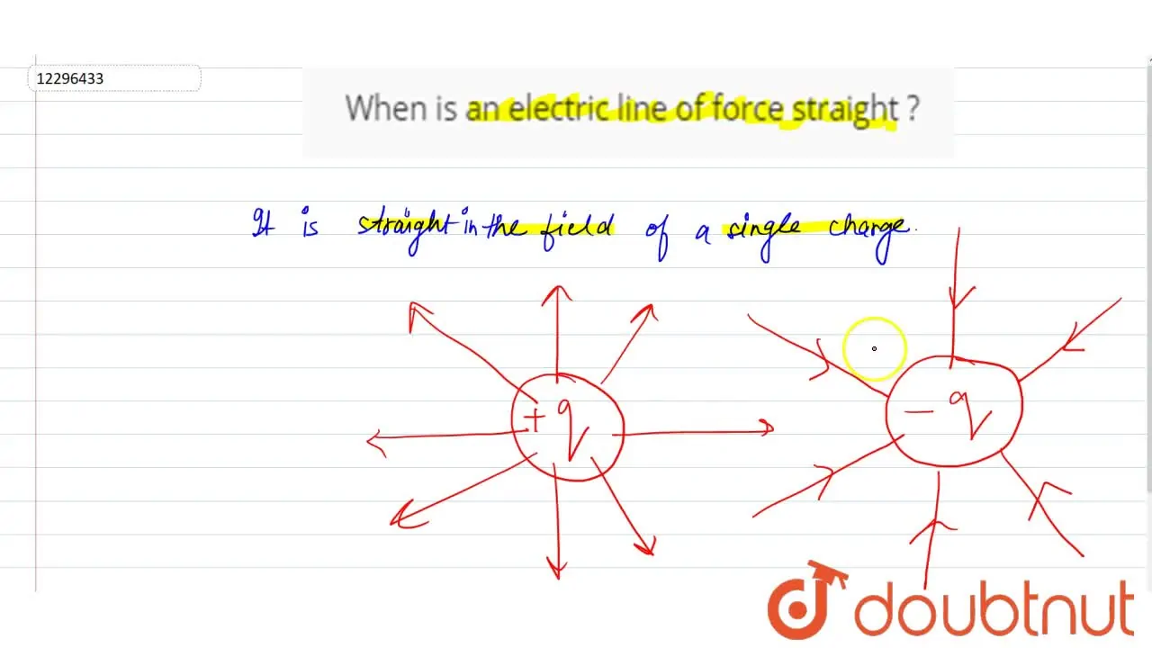 When is an electric line of force straight