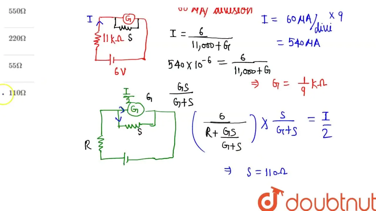 In A Circuit For Finding The Resistance Of A Galvanometer By Half Defl