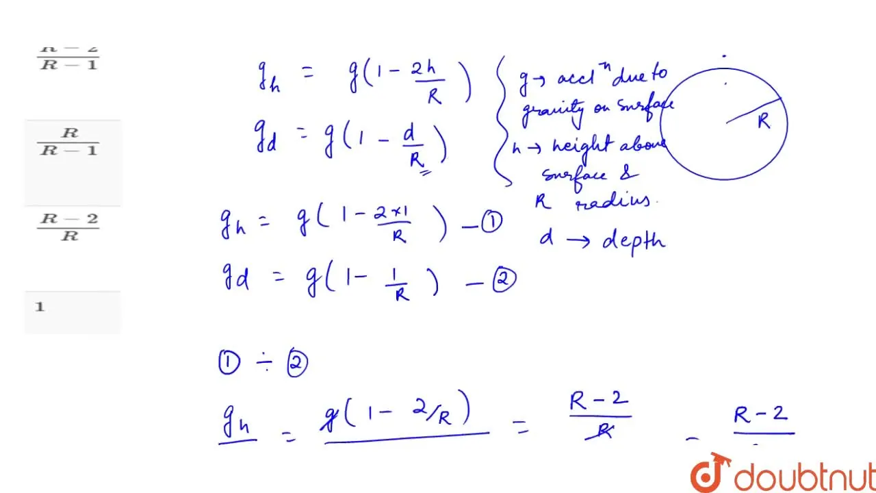 The Ratio Between The Values Of Acceleration Due To Gravity At A Heigh The ratio between the values of acceleration due to gravity at a heigh
