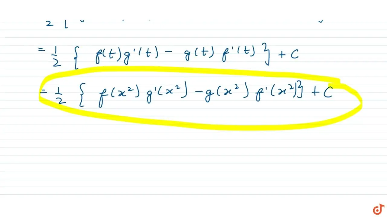 intx{f(x^2)g''(x^2)-f''(x^2)g(x^2)}dx`
