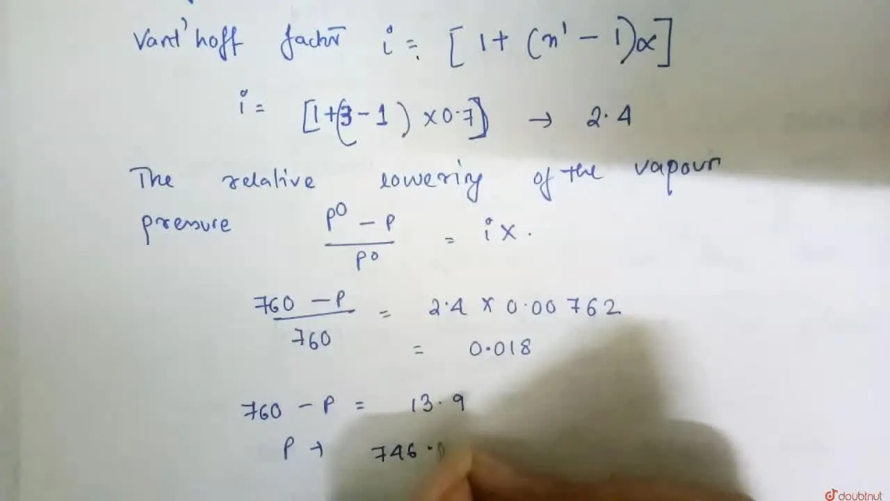[Bengali] The degree of dissociation of Ca(NO3)2 in a dilute aqueous s