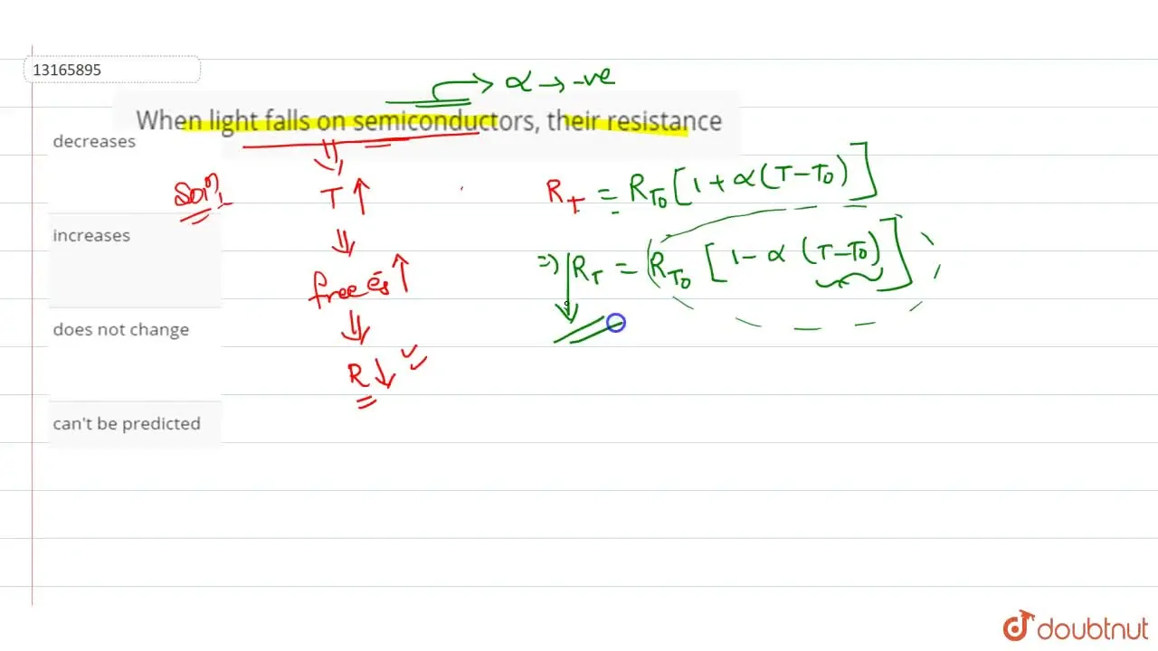 when light falls on semiconductors their resistance