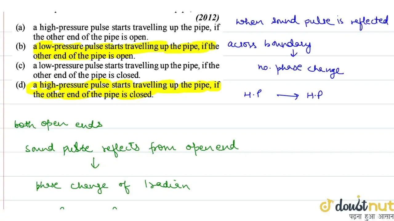 a lowpressure pulse starts traveling up the pipe, if the other end of