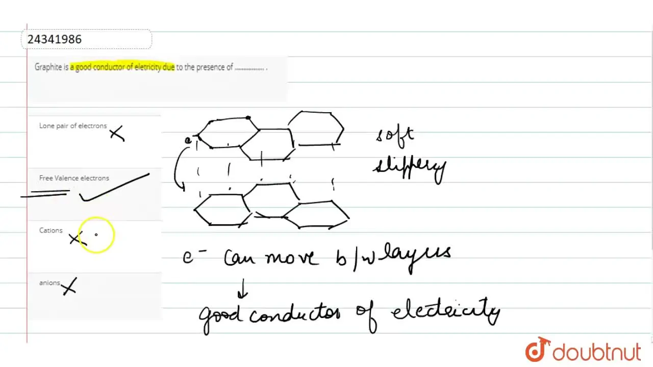 Graphite is a good conductor of eletricity due to the presence o