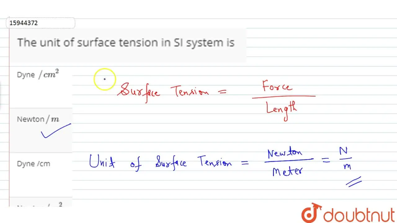 The unit of surface tension in SI system is