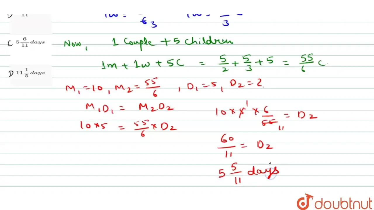 4 men or 6 women or 10 children can paint a house in 5 days. The paint