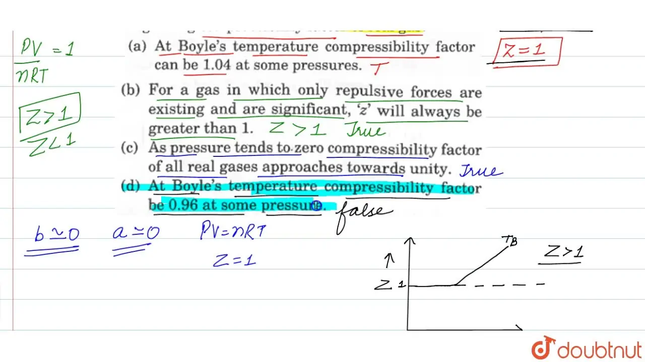 At high pressure, the compressibility factor 'Z' is equal toa)unityb) c)  d)ZeroCorrect answer is option 'C'. Can you explain this answer? - EduRev  NEET Question