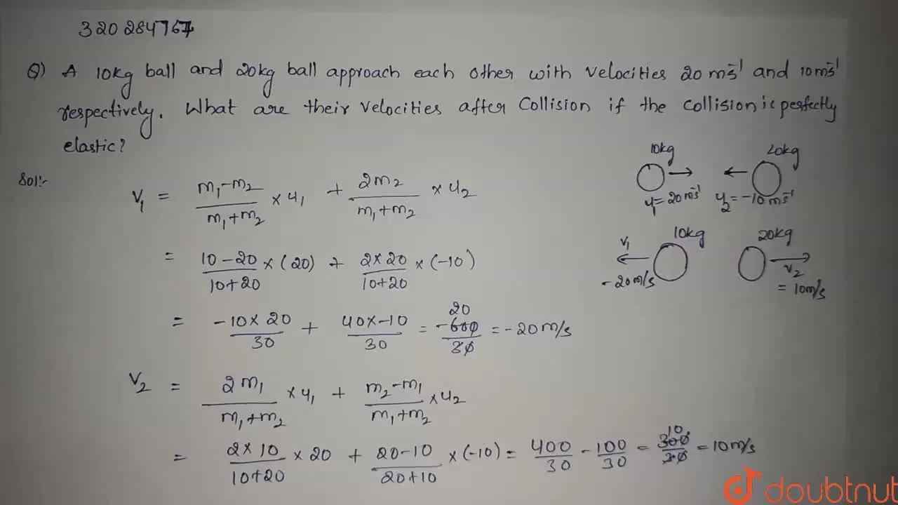 [Tamil] A 10kg ball and 20kg ball approach each other with velocities